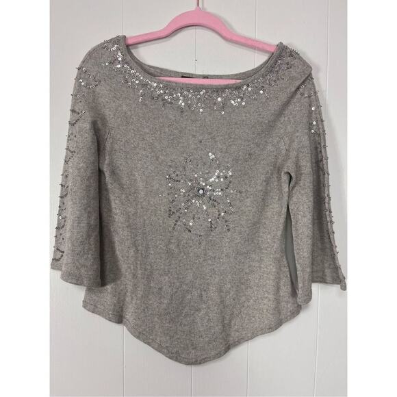 New Arden B Gray Silk Cashmere Boat Neck Sweater Women’s Small - Picture 2 of 9